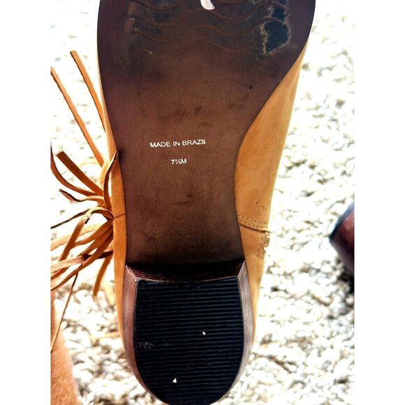 Mattise Brazil Western Festive Tan Leather-Suede Fringe Women Ankle Booties 7.5 - Picture 7 of 8